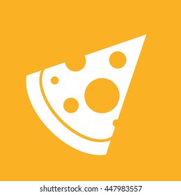 White pizza slice icon vector illustration. Yellow background