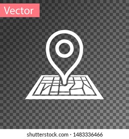 White Placeholder on map paper in perspective icon isolated on transparent background.  Vector Illustration