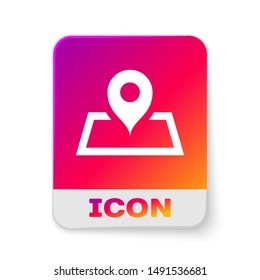 White Placeholder on map paper in perspective icon isolated on white background. Rectangle color button. Vector Illustration