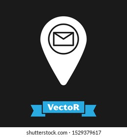 White Placeholder on map paper in perspective icon isolated on black background.  Vector Illustration