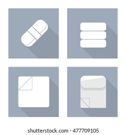 White plaid Icon with long shadow for design. Vector illustration.