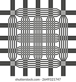Padrão de xadrez branco. Rede de linha densa. Grade de malha geométrica. Fundo têxtil vetorial.