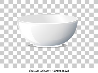 White plain bowl on grid background illustration