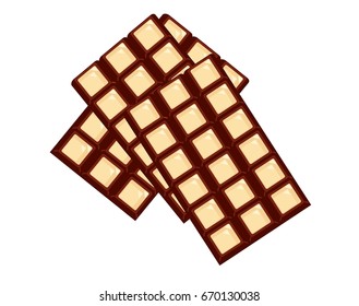 White and plain chocolates on white background