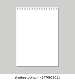 White plain notebook vector paper. realistic drawing paper sheet. blank paper or drawing paper