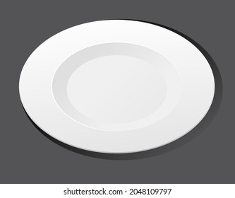 White plain plate on black background illustration