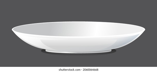 White plain plate on black background illustration