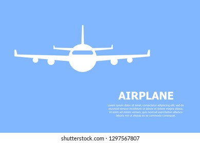 A white plane is depicted on a blue background. The text is written from the bottom right.