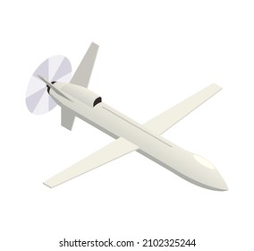 Icono isométrico drone plano blanco en la ilustración vectorial 3d de fondo en blanco