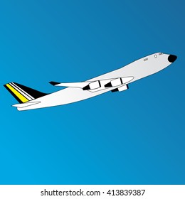 White plane take off on the sky  vector style