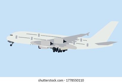 The White Plane Is A Vector Image Blue Background
