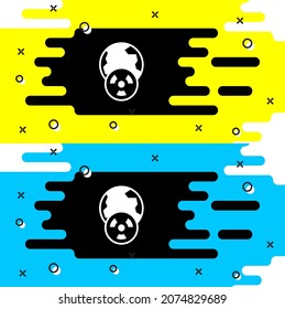 White Planet earth and radiation symbol icon isolated on black background. Environmental concept.  Vector