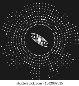 White Planet icon isolated on grey background. Abstract circle random dots. Vector Illustration