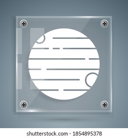 White Planet icon isolated on grey background. Square glass panels. Vector