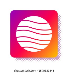 White Planet Jupiter icon isolated on white background. Square color button. Vector Illustration