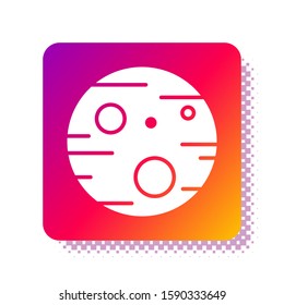 White Planet Mars icon isolated on white background. Square color button. Vector Illustration