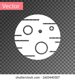 White Planet Mars icon isolated on transparent background.  Vector Illustration