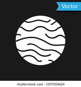 White Planet Venus icon isolated on black background.  Vector Illustration