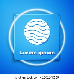 White Planet Venus icon isolated on blue background. Blue square button. Vector Illustration