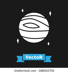 White Planet Venus icon isolated on black background.  Vector Illustration
