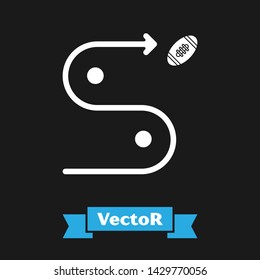 White Planning strategy concept icon isolated on black background. Soccer or american football cup formation and tactic.  Vector Illustration