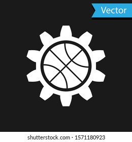 White Planning strategy concept icon isolated on black background. Basketball cup formation and tactic.  Vector Illustration