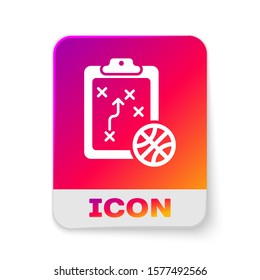 White Planning strategy concept icon isolated on white background. Basketball cup formation and tactic. Rectangle color button. Vector Illustration