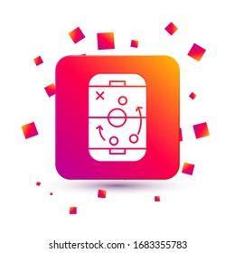 White Planning strategy concept icon isolated on white background. Hockey cup formation and tactic. Square color button. Vector Illustration