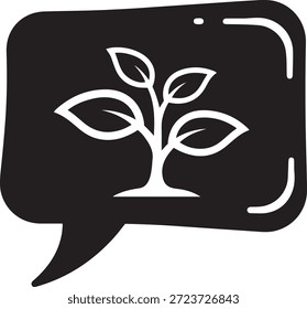 Brote de planta blanco que crece dentro de una burbuja de discurso negro crecimiento de plántulas nueva vida