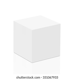 White plaster cube on a white background isolated