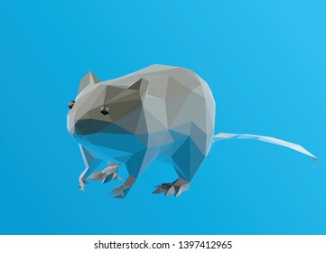 Rata de yeso blanco sobre fondo azul. Representación 3D de vectores de polvos bajos