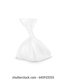 White plastic bag. Packaging for bread, coffee, sweets, cookies and gift.