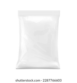 White Plastic Bag For Snack Of Other Food Packaging Isolated On White. EPS10 Vector