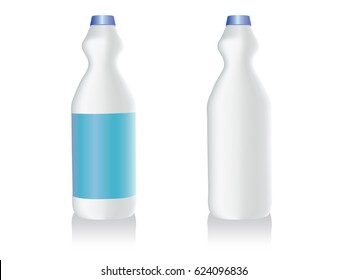 White plastic bottle with blue cap isolated on white background