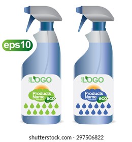 White plastic bottle for cosmetic. Pack for freshener, liquid detergent. Ready for your design. EPS10.