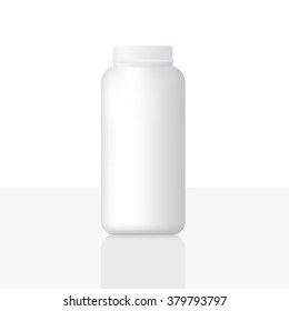 White plastic bottle for cosmetics. Mock up for your design. Vector illustration, esp 10
