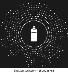 White Plastic bottle icon isolated on grey background. Abstract circle random dots. Vector Illustration