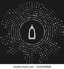 White Plastic bottle for liquid laundry detergent, bleach, dishwashing liquid or another cleaning agent icon isolated on grey background. Abstract circle random dots. Vector Illustration