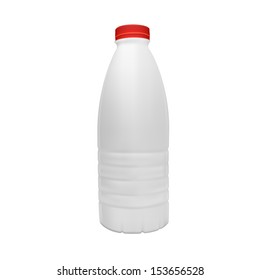 white plastic bottle of milk isolated vector illustration