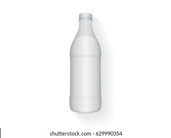 White plastic bottle with milk or yogurt for your design and logo. It's easy to change colors. Mock up Vector EPS 10