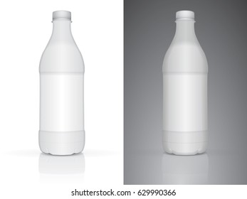 White plastic bottle with milk or yogurt for your design and logo. It's easy to change colors. Mock up Vector EPS 10