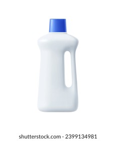 White plastic bottle mockup for cleaning products and detergents. Isolated realistic 3d vector template for household chemicals, soap, stain removers, laundry bleach, and cleaners ready for branding