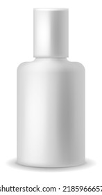 White plastic bottle mockup. Realistic liquid container
