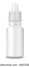 White plastic bottle for nasal spray and eye drops