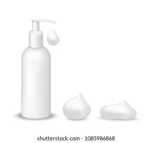 White plastic bottle with pump dispenser.