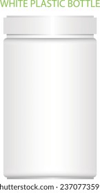 White plastic bottle for storing medicines and vitamins.
Vector illustration with transparent background. EPS format.