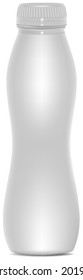 White plastic bottle template for yogurt, juice or milk. Illustration in vector format