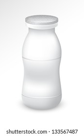 White plastic bottle of yogurt vector illustration