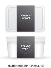 White Plastic Bucket : Ice cream or Yogurt Container : Vector Illustration