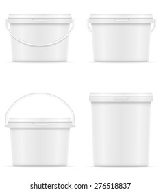 white plastic bucket for paint vector illustration isolated on background